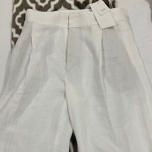 Zara Crisp White Linen Dress Pants size S small- 3736/244/250